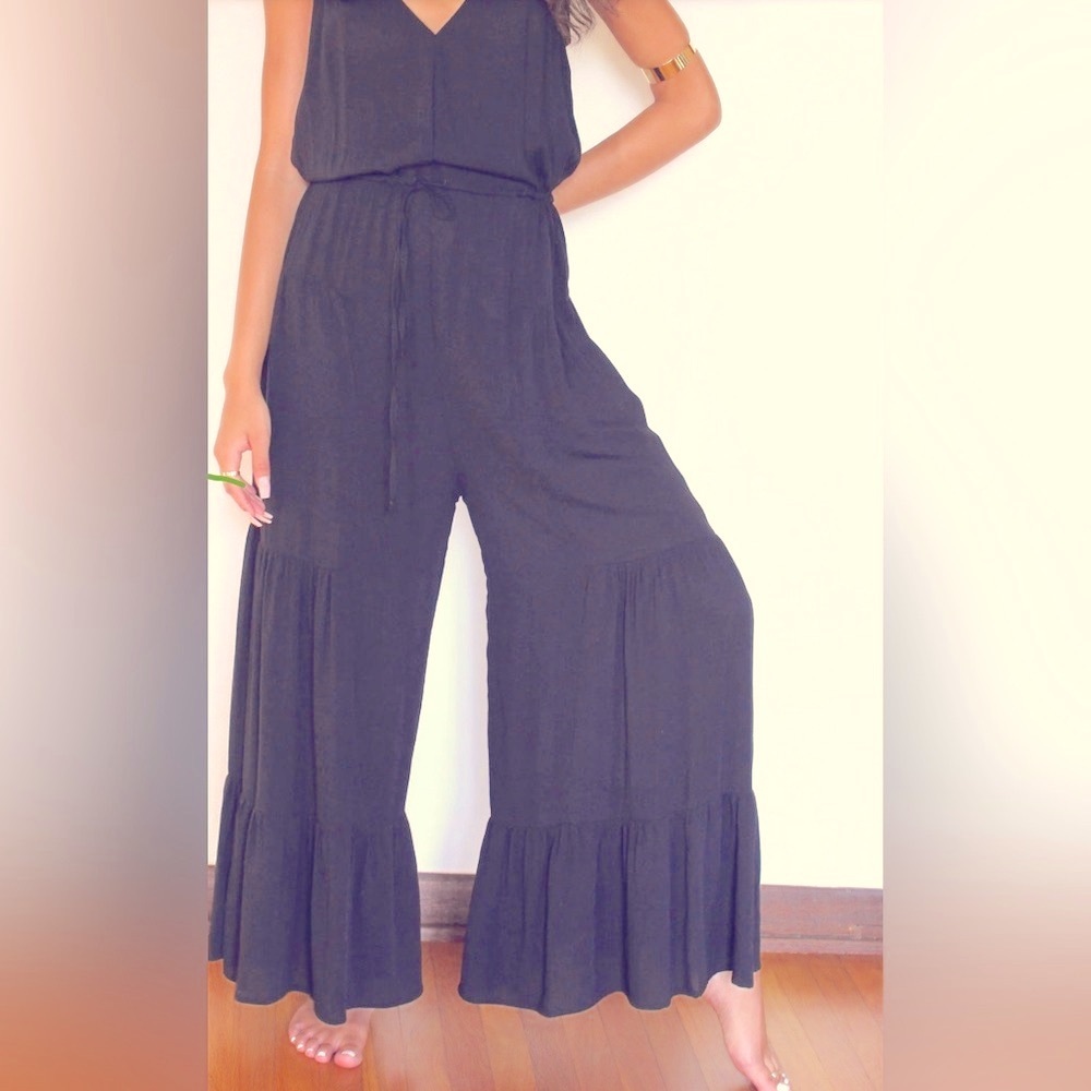 Jumpsuit in BROWN ONLY. CROP DENIM GUESS brand name jacket is SOLD SEPARATELY.